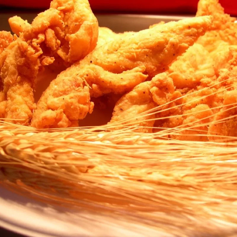 Crispy whole grain coated fried chicken