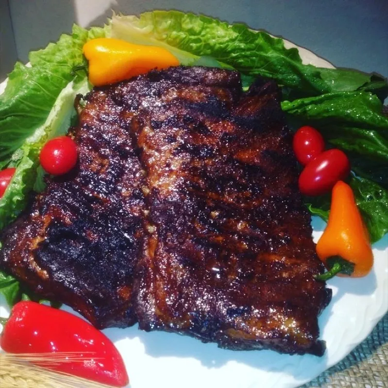 Ribs made with Roaster's Own competition rib rub