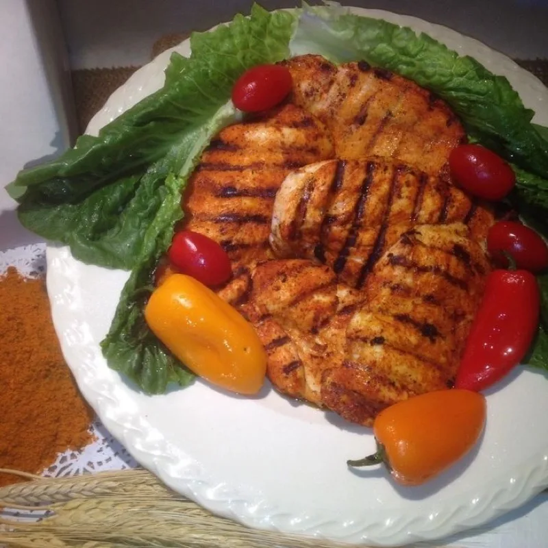 Grilled chicken seasoned with Roaster's Own rub